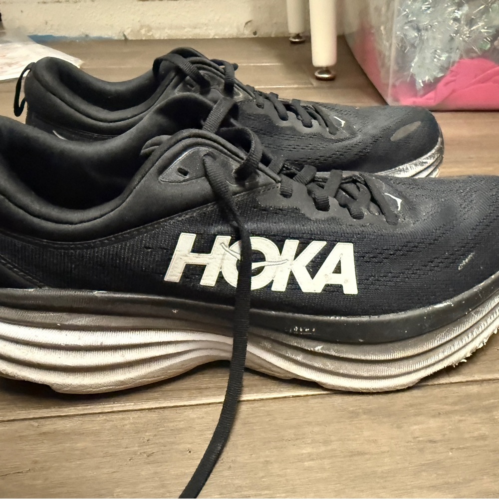 Hoka Men's Black Athletic Shoes with White Logo